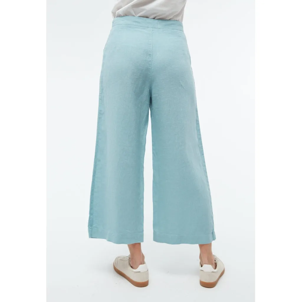 Fay linen culotte in irish mint