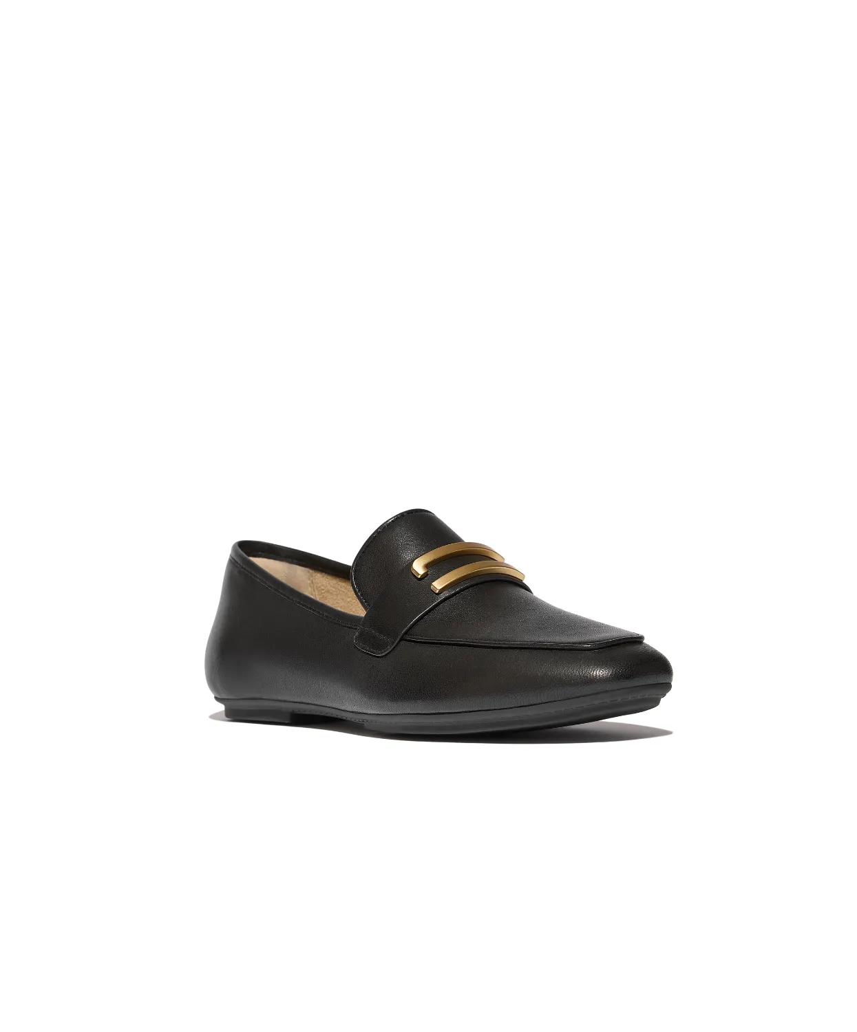 FitFlop Delicato Gold Trim Leather Loafer Black