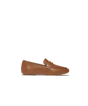FitFlop Delicato Gold Trim Leather Loafer Deep Tan
