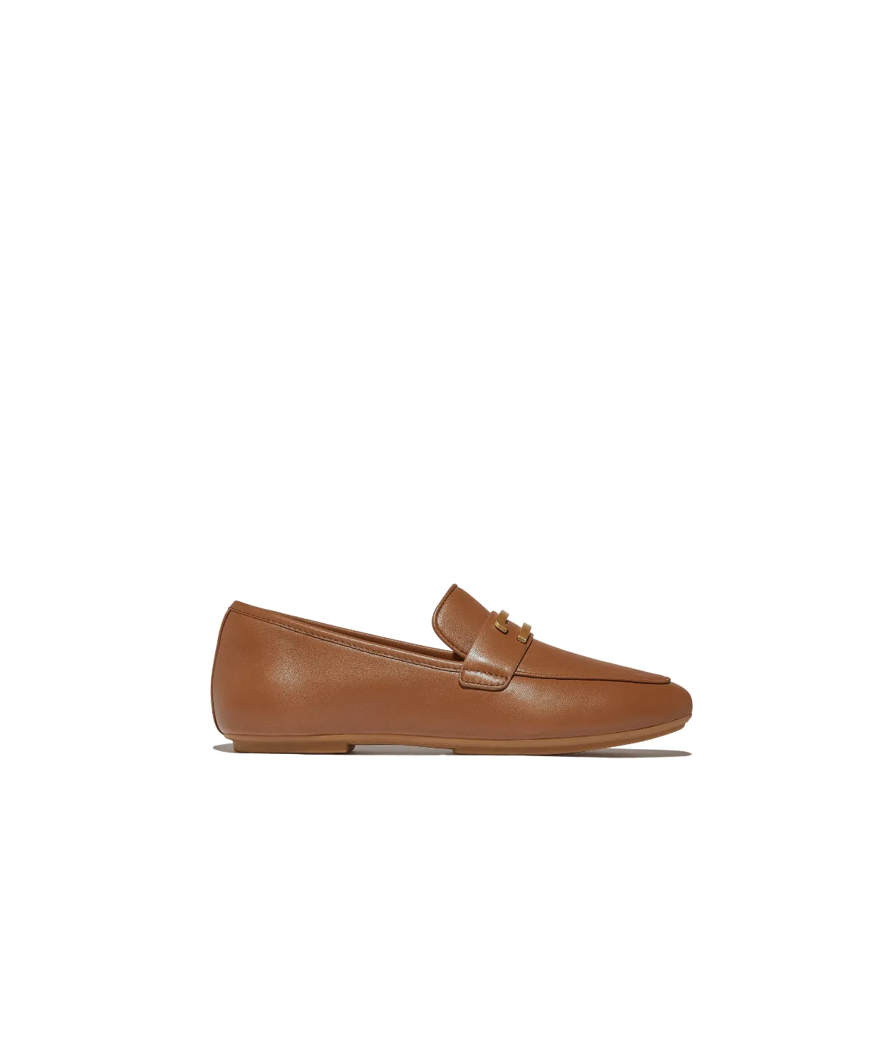 FitFlop Delicato Gold Trim Leather Loafer Deep Tan