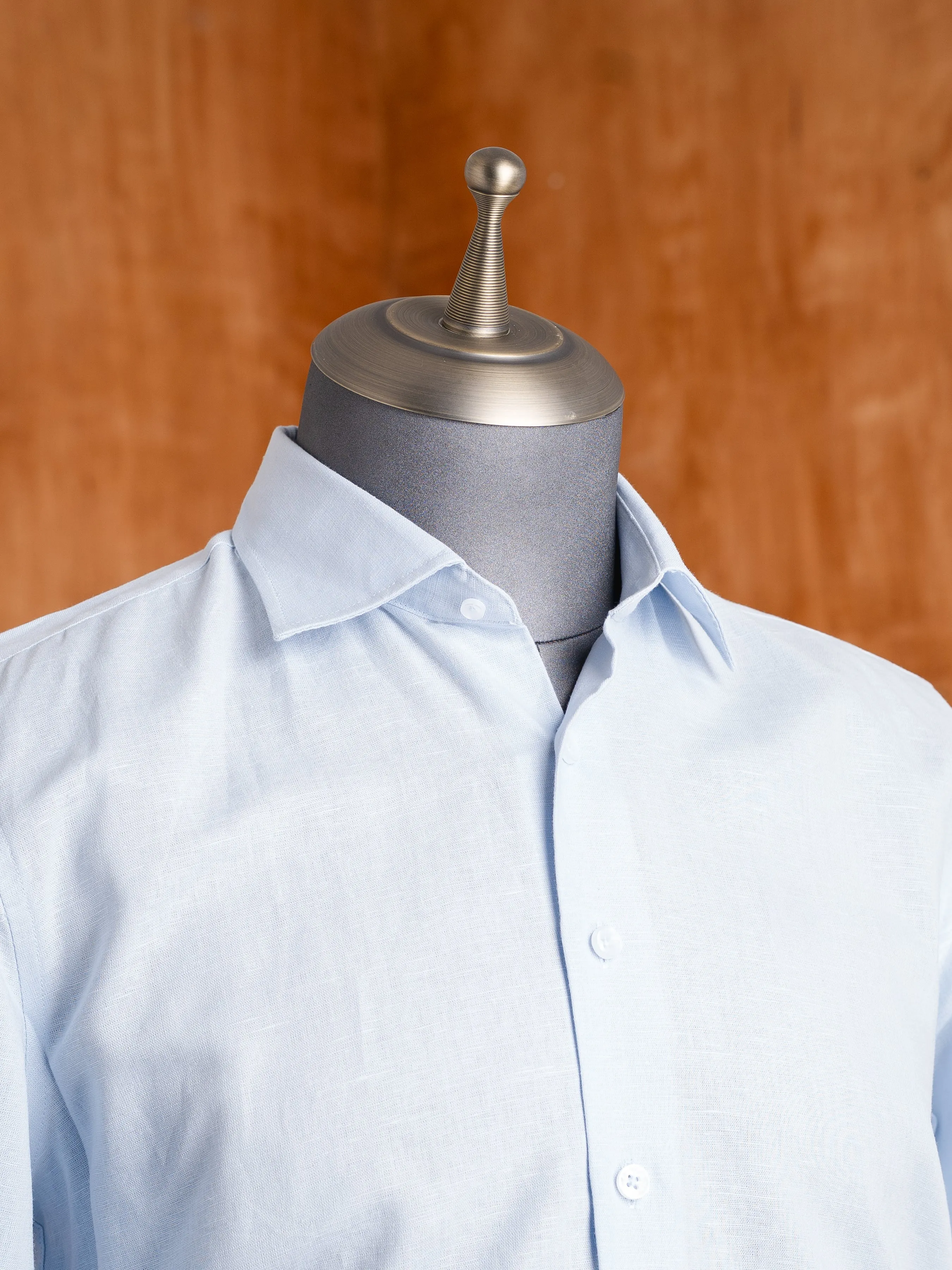 Franco Linen Shirt - Light Blue Windsor Collar
