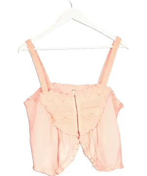 Free People Pink Sweet Sarah Relaxed Square Neck Top UK 8