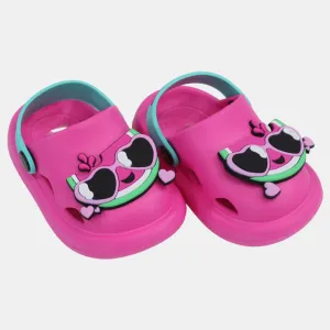 Girls Rubber Clogs – Pink with Smiling Watermelon Design