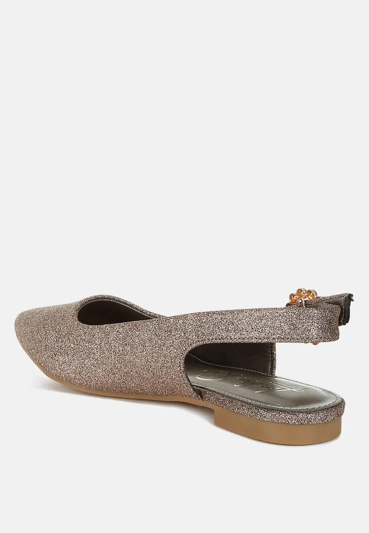 Glitter Slingback Flat Sandals By RAG