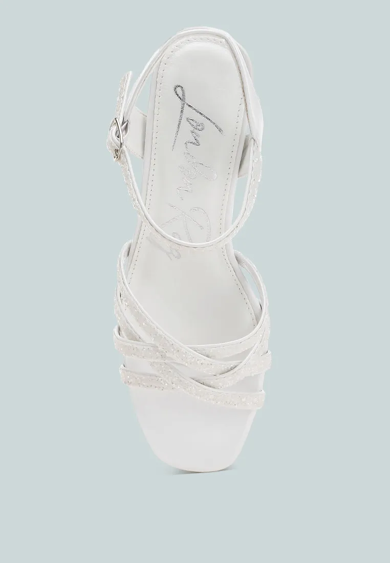 Glitter Strappy Block Sandals By RUW