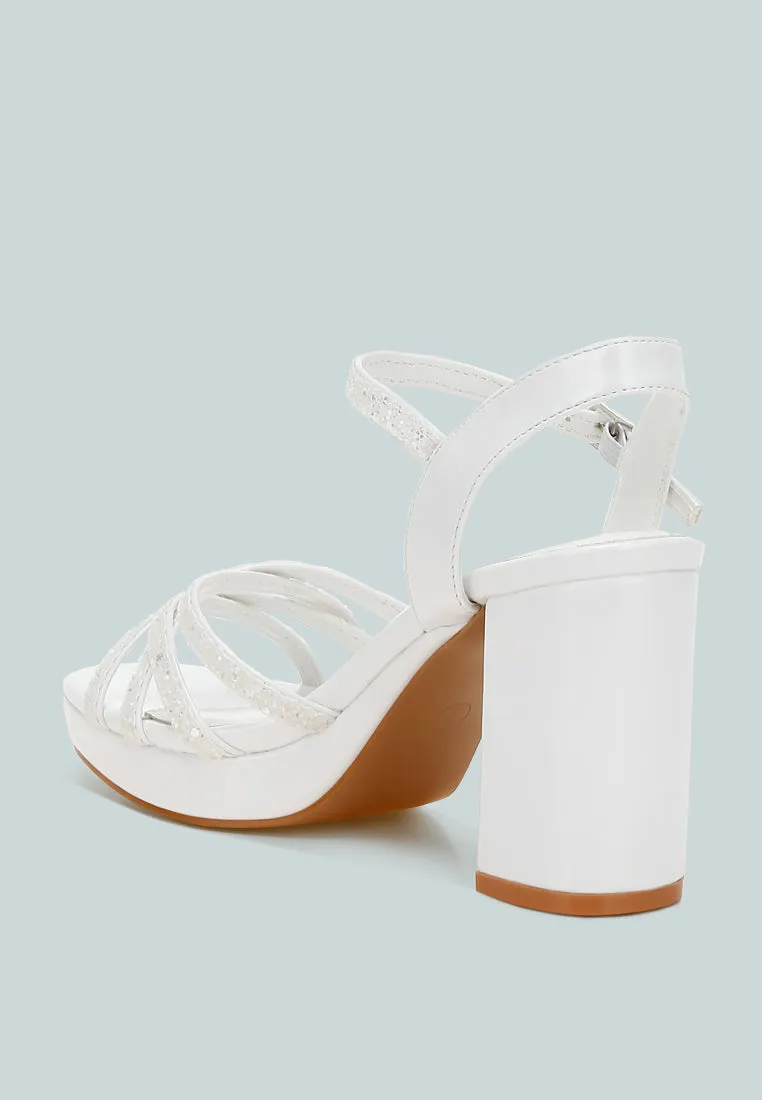 Glitter Strappy Block Sandals By RUW