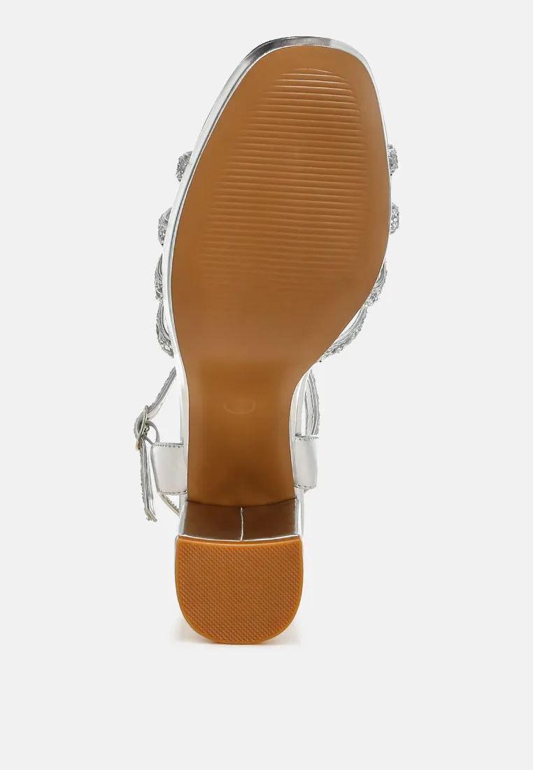 Glitter Strappy Block Sandals By RUW