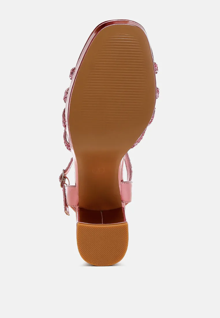 Glitter Strappy Block Sandals By RUW