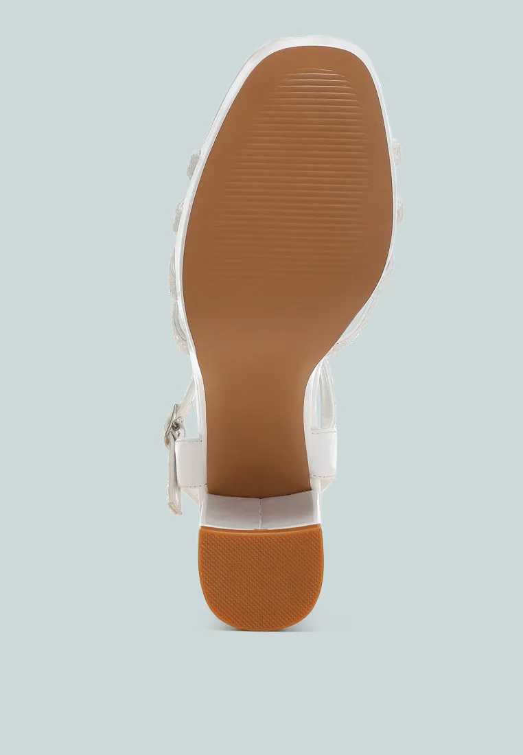 Glitter Strappy Block Sandals By RUW