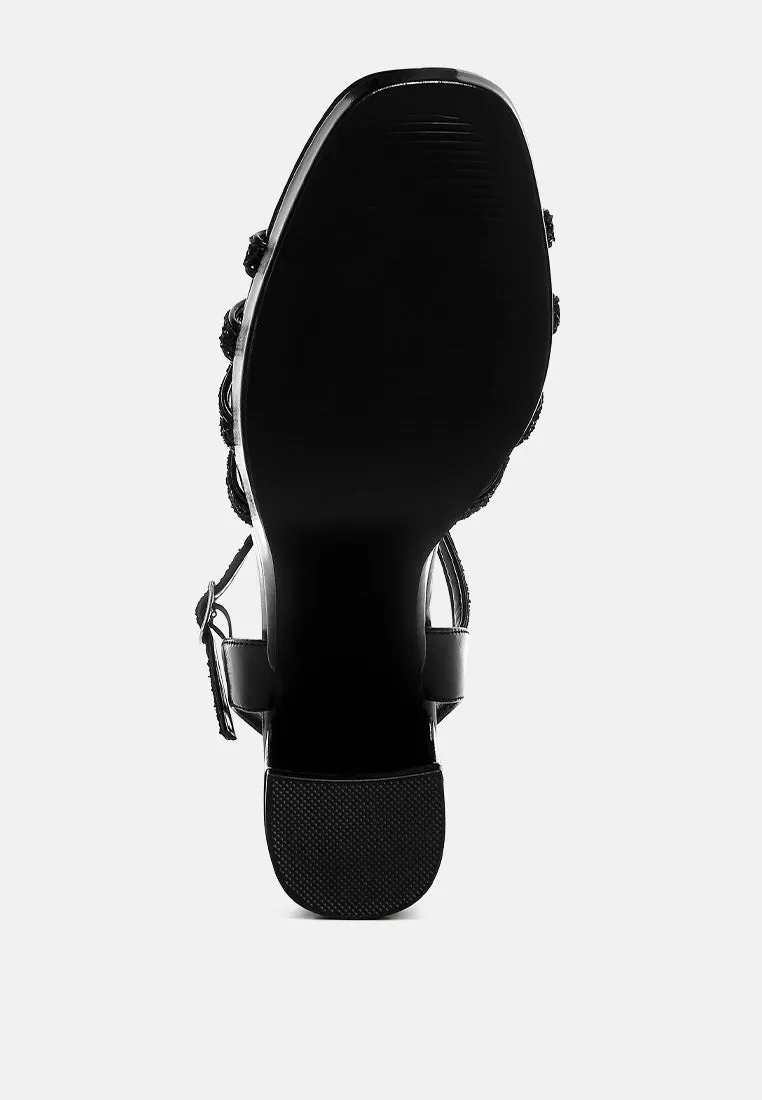 Glitter Strappy Block Sandals By RUW