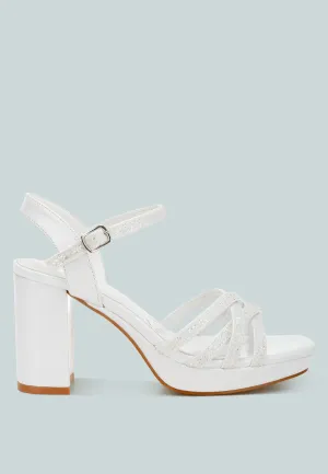 Glitter Strappy Block Sandals By RUW