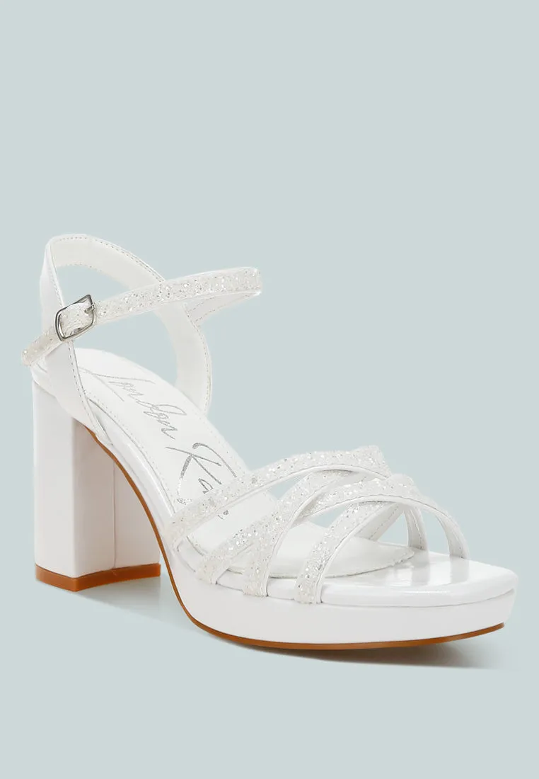 Glitter Strappy Block Sandals By RUW