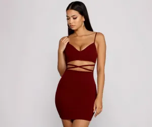 Go All Out Waist Graceful Cut Out Crepe Mini Dress