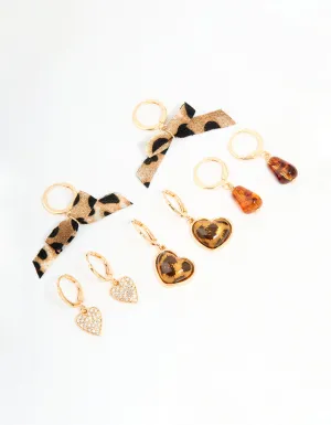 Gold Leopard & Heart Shoe Charms Pack