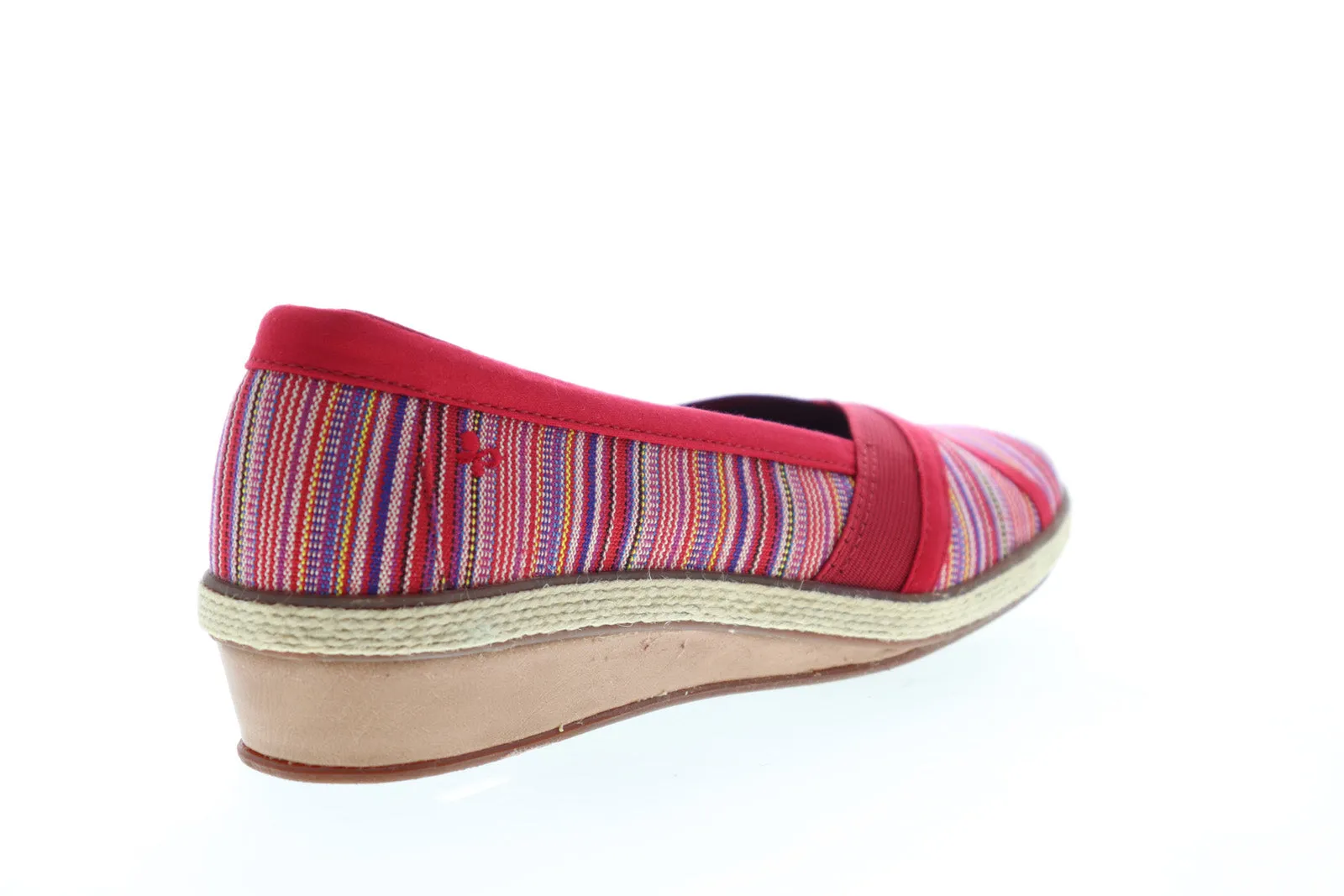 Grasshopper Misty Wedge EF52840B Womens Red Wide 2E Canvas Loafer Flats Shoes