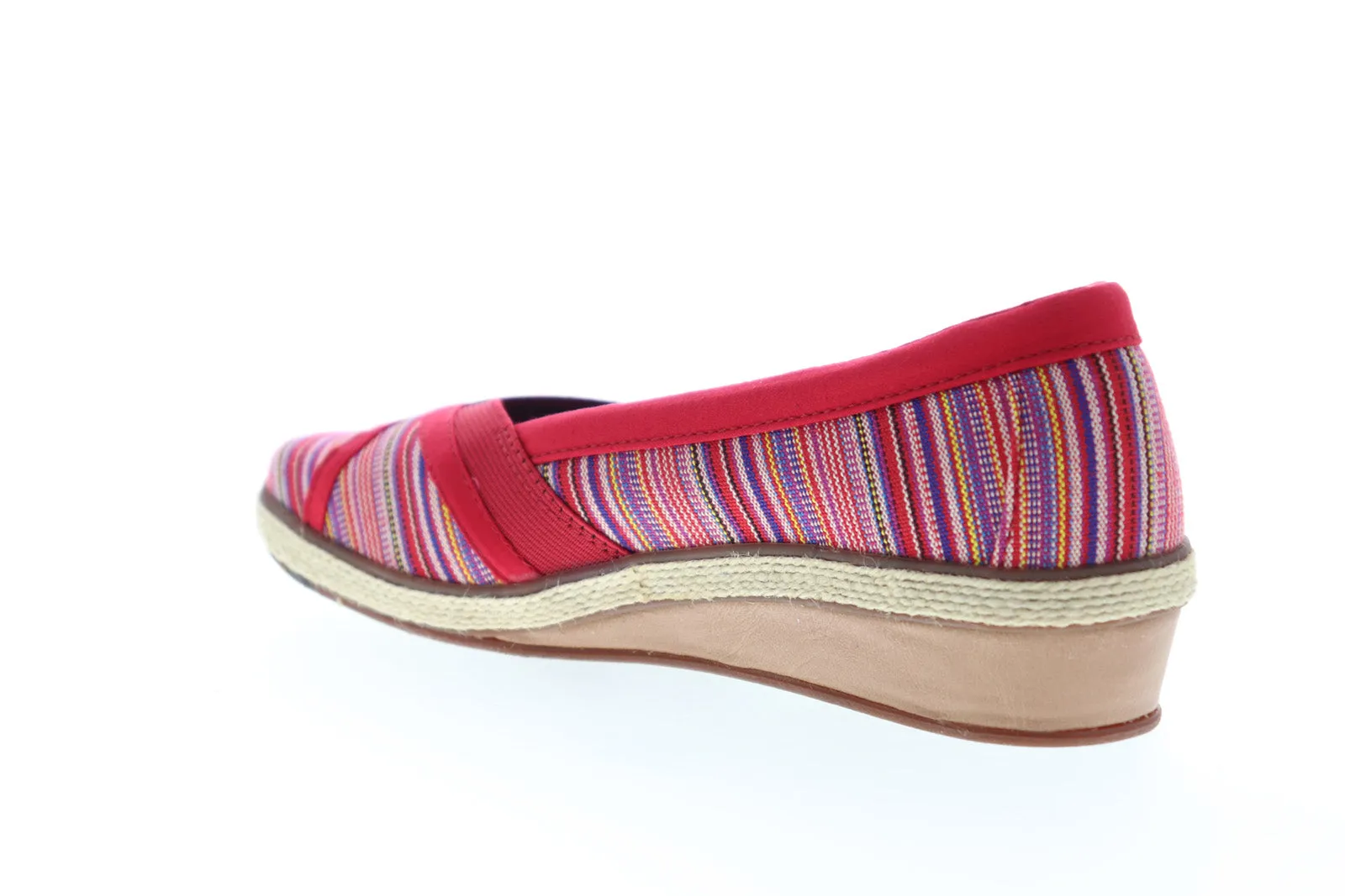 Grasshopper Misty Wedge EF52840B Womens Red Wide 2E Canvas Loafer Flats Shoes