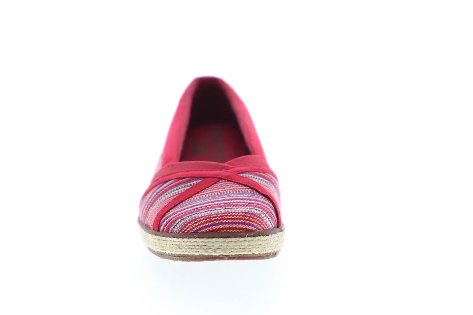 Grasshopper Misty Wedge EF52840B Womens Red Wide 2E Canvas Loafer Flats Shoes