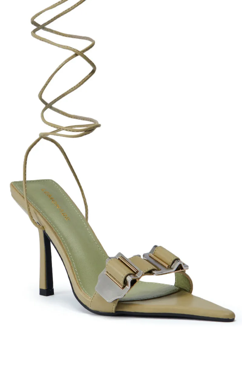 GROUND WORK SAGE POINTED TOE SILVER HARDWARE SANDAL