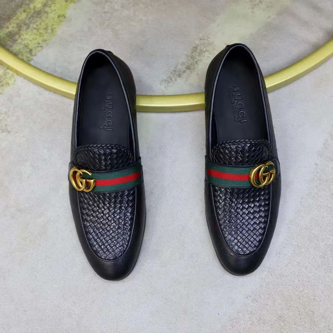 GUCCI || Men's Leather GG Web Loafers Black
