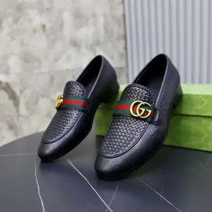 GUCCI || Men's Leather GG Web Loafers Black