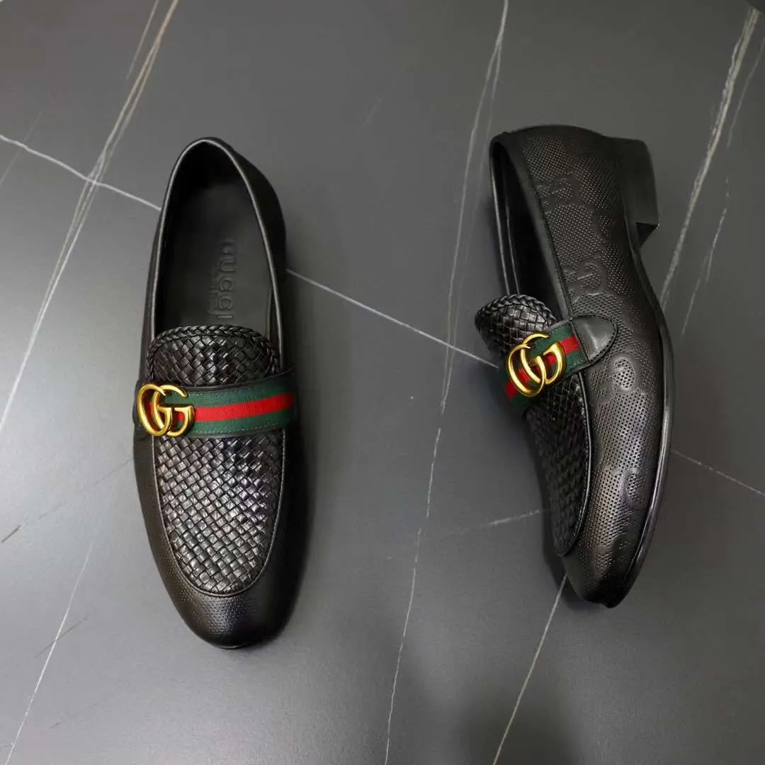 GUCCI || Men's Leather GG Web Loafers Black