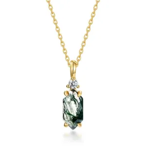 Hexagon Moss Agate Pendant Necklace