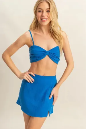 HYFVE Ruched Bra Top and Mini Skirt Set
