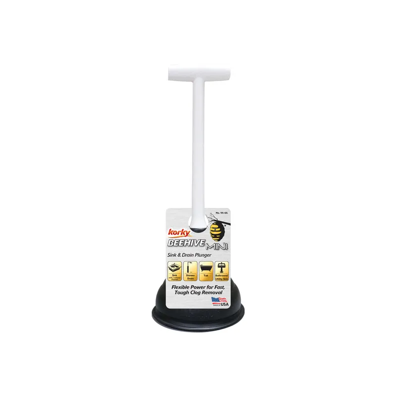 Korky Beehive Mini Sink and Drain Plunger 9 in. L X 5-1/2 in. D