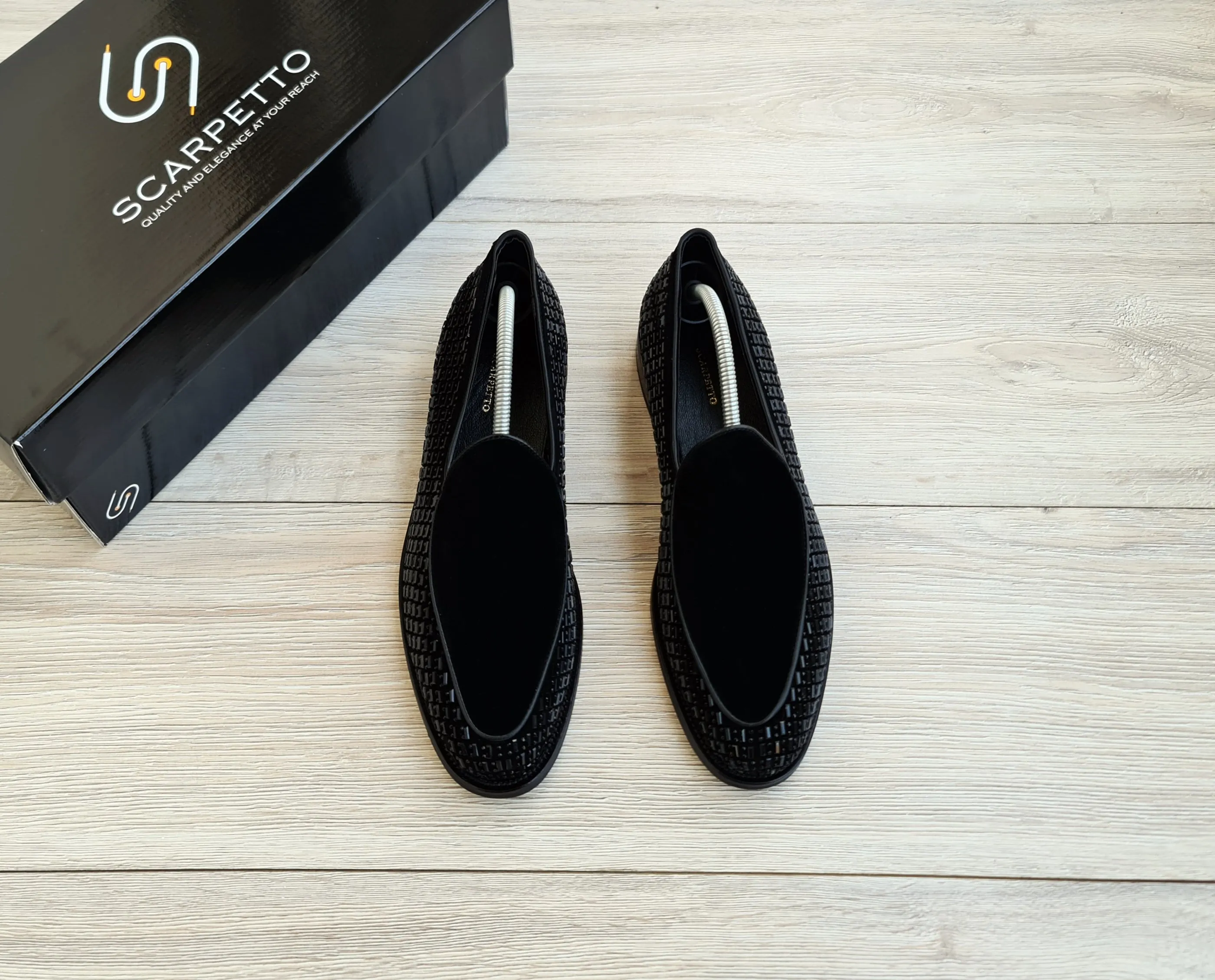 Leather Men's Loafer with Stone Details