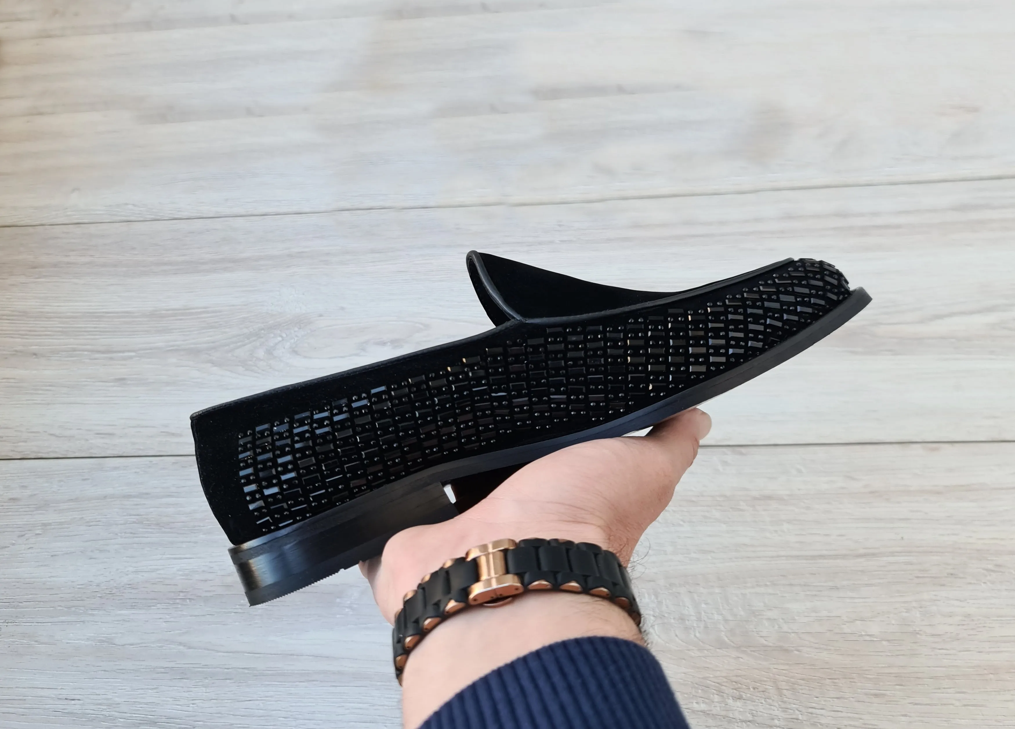 Leather Men's Loafer with Stone Details