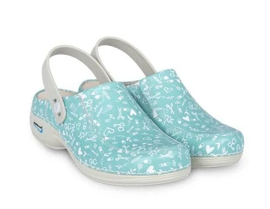 Leather Washable Clogs Wash'Go Aqua
