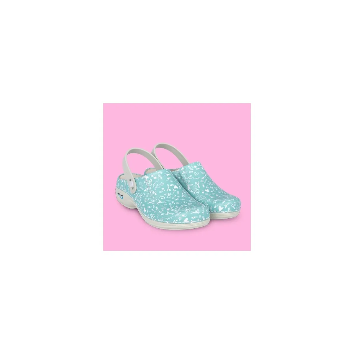 Leather Washable Clogs Wash'Go Aqua