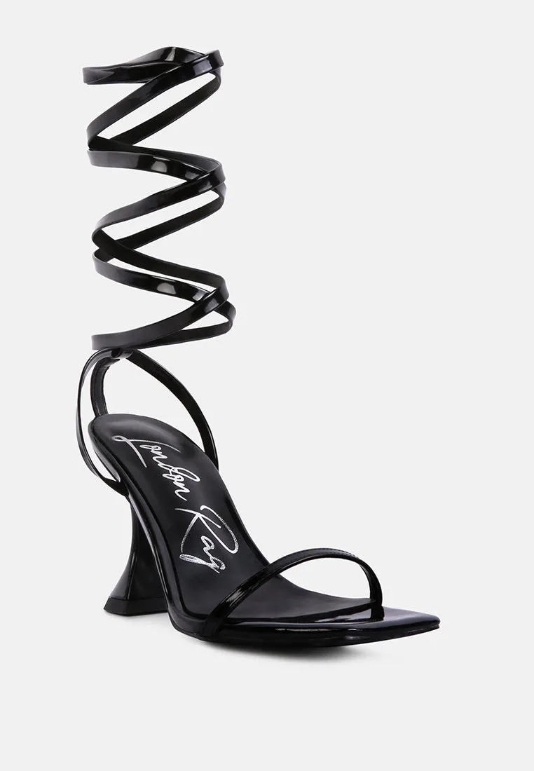 Lewk Strappy Tie Up Spool Heel Sandals By Ruw