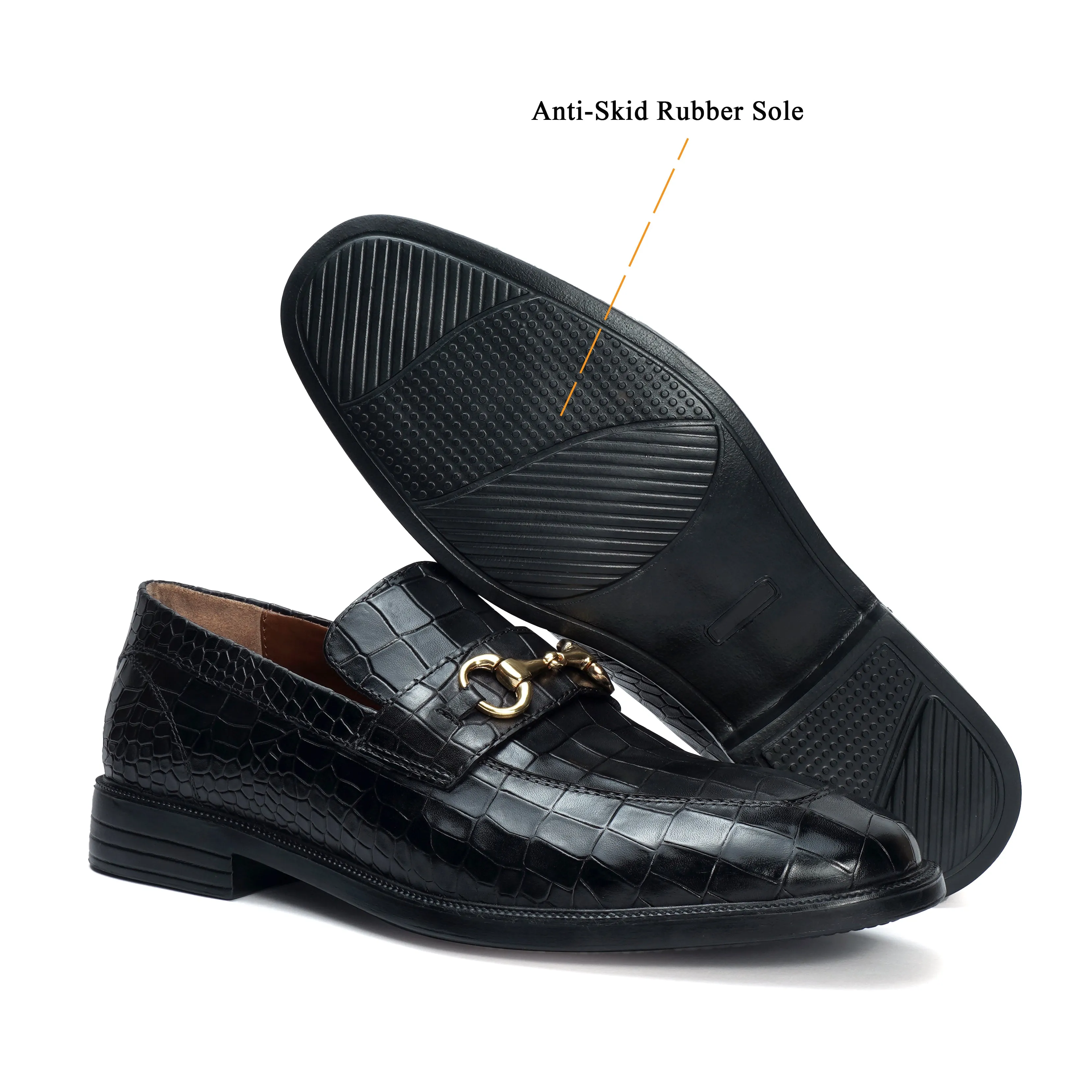 Light Weight Black Loafer in Deep Cut Leather