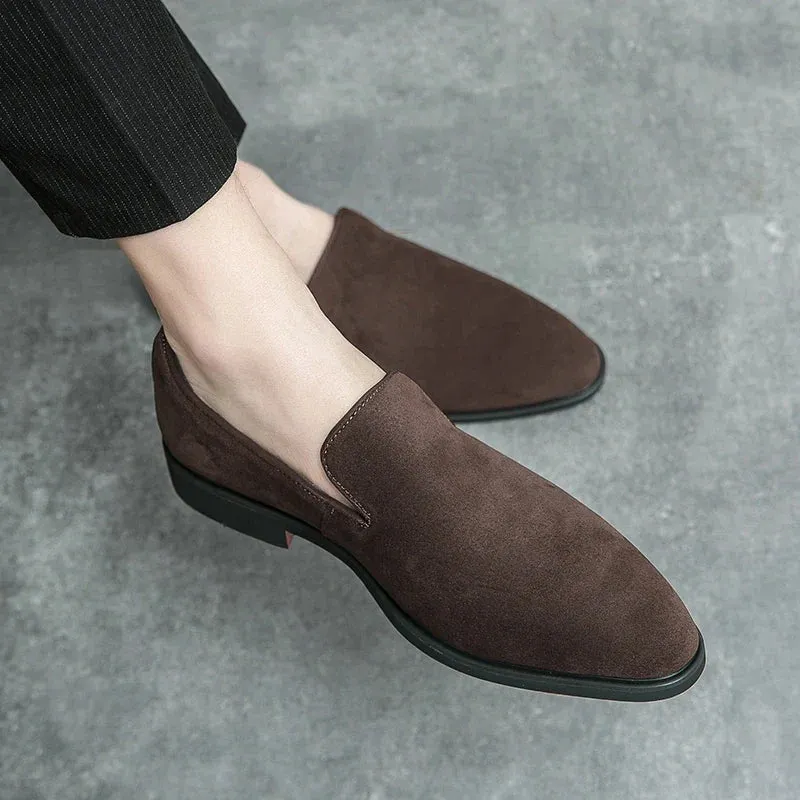 luxury designer suede leather shoes Business Office Dress shoes for man Brown nightclub Party Loafers man