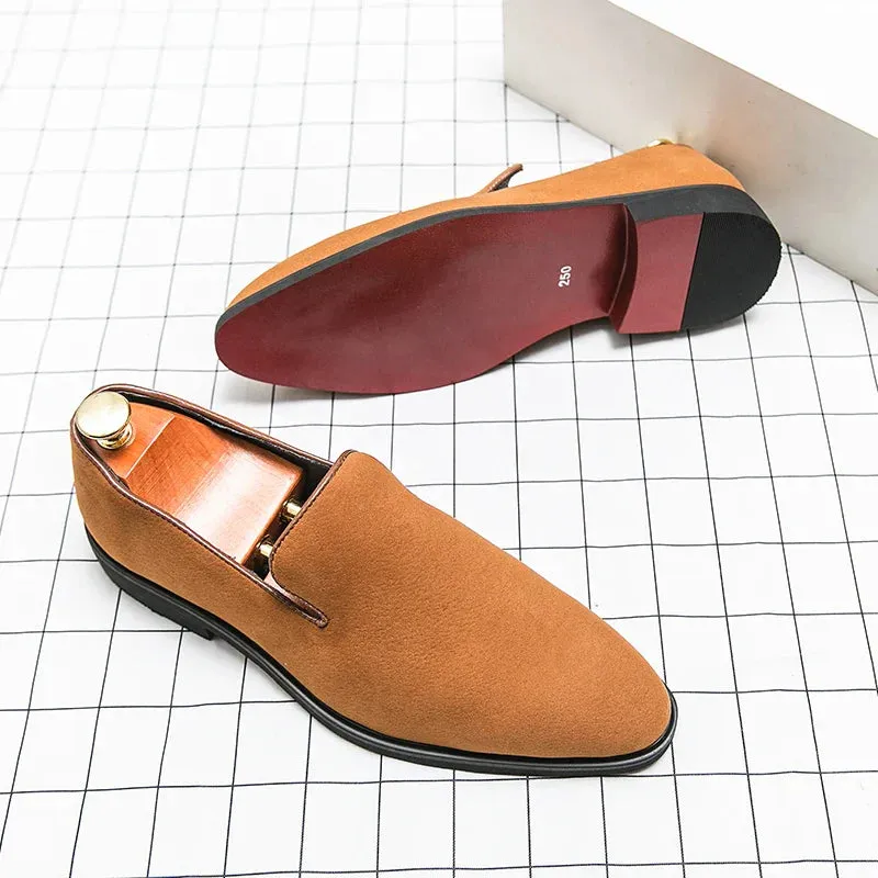 luxury designer suede leather shoes Business Office Dress shoes for man Brown nightclub Party Loafers man
