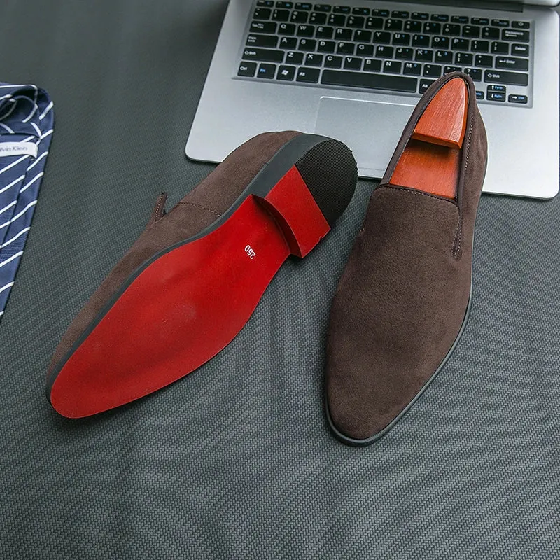 luxury designer suede leather shoes Business Office Dress shoes for man Brown nightclub Party Loafers man
