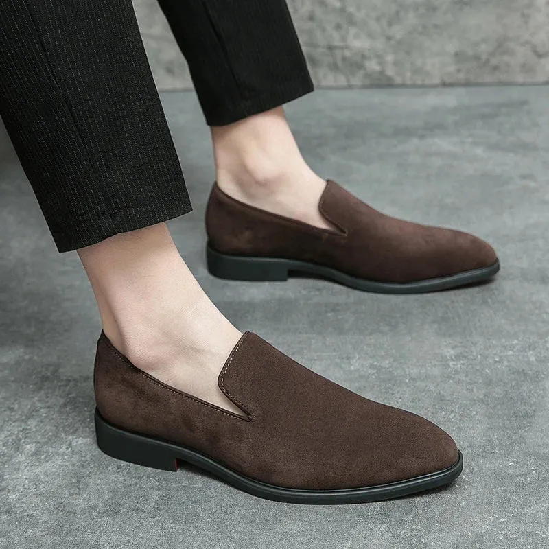 luxury designer suede leather shoes Business Office Dress shoes for man Brown nightclub Party Loafers man