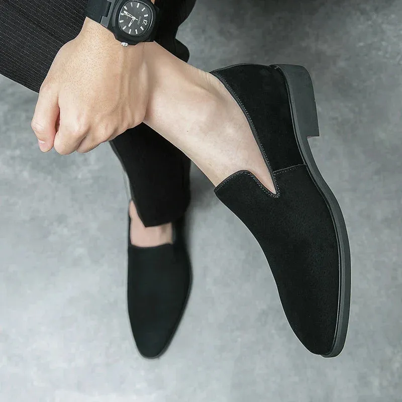 luxury designer suede leather shoes Business Office Dress shoes for man Brown nightclub Party Loafers man