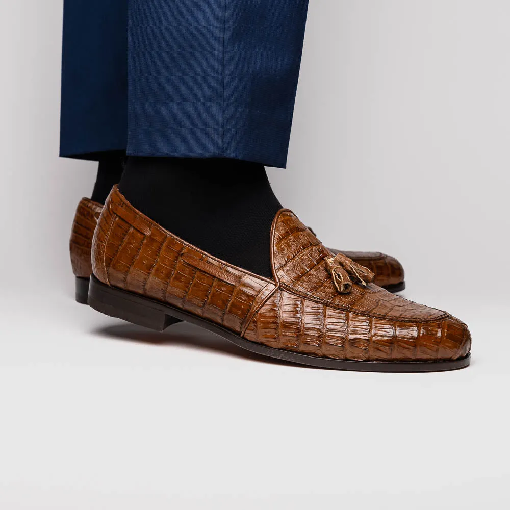 Marco Di Milano Bianchi in Bay Apache Caiman Crocodile Tassel Loafers