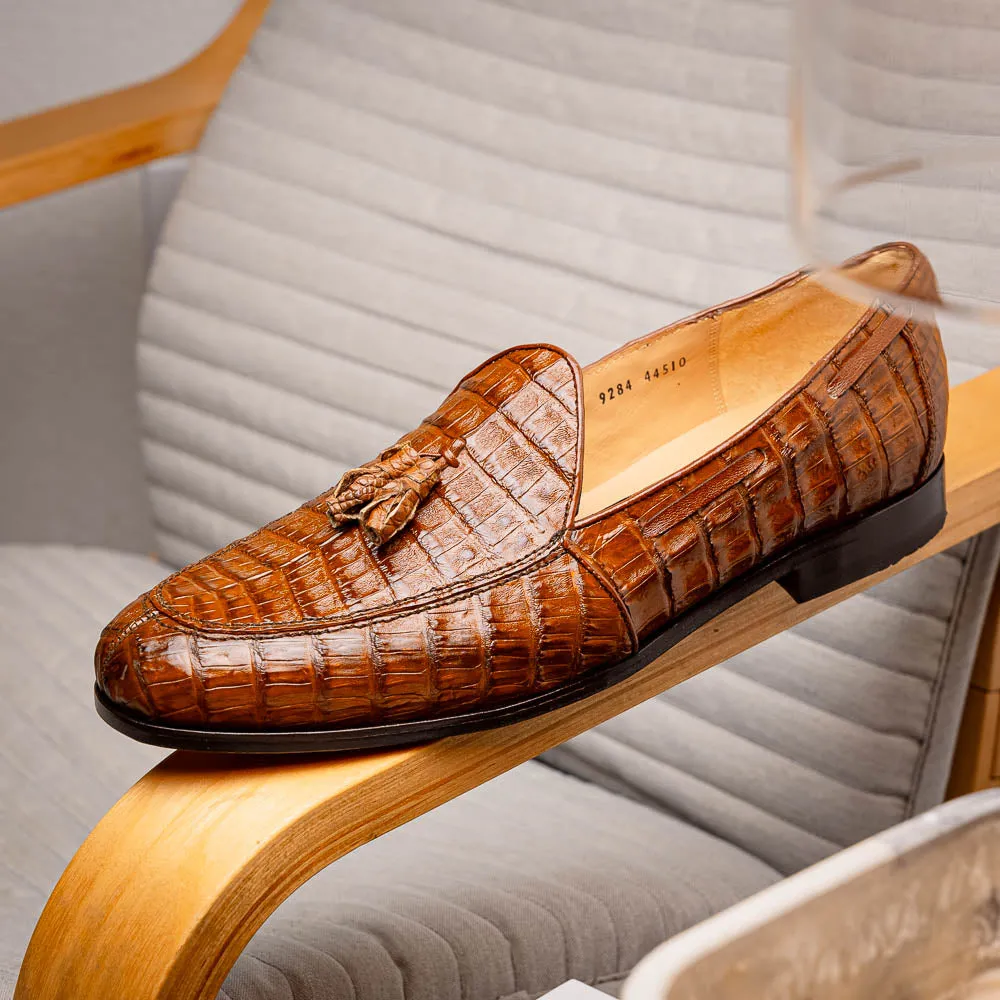 Marco Di Milano Bianchi in Bay Apache Caiman Crocodile Tassel Loafers