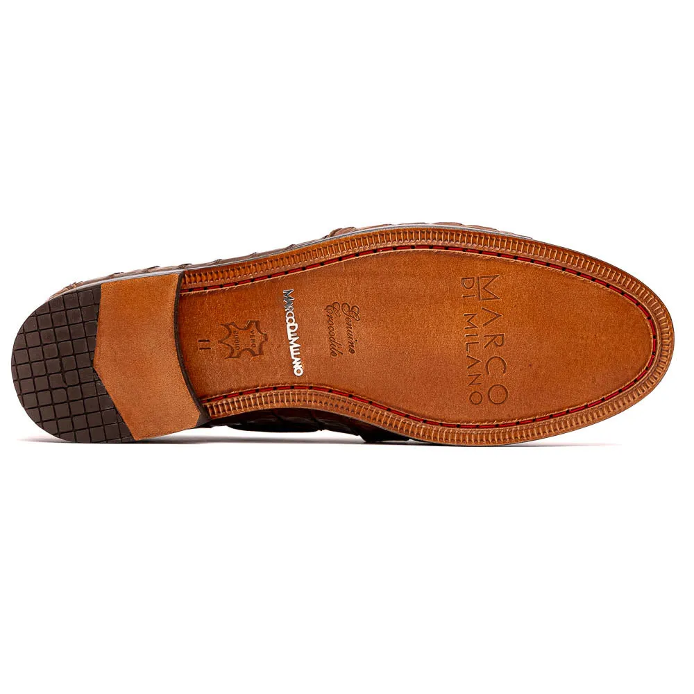 Marco Di Milano Bianchi in Bay Apache Caiman Crocodile Tassel Loafers