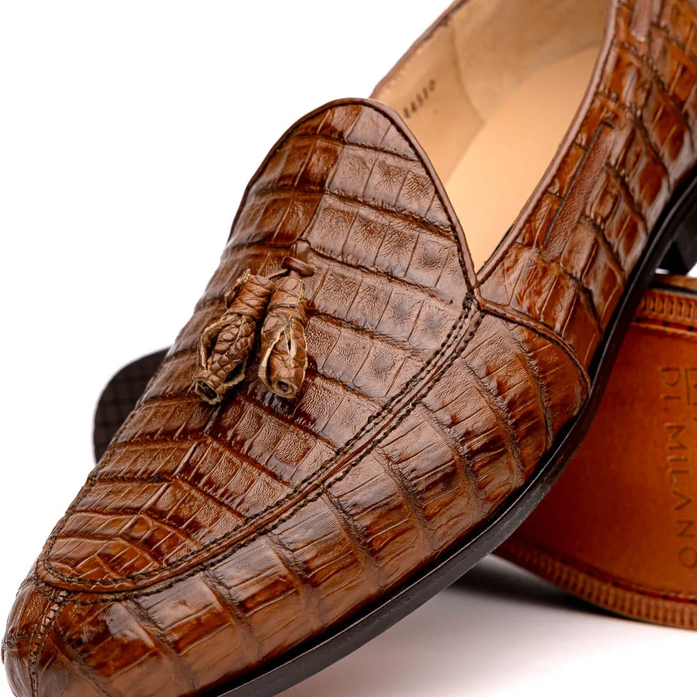Marco Di Milano Bianchi in Bay Apache Caiman Crocodile Tassel Loafers