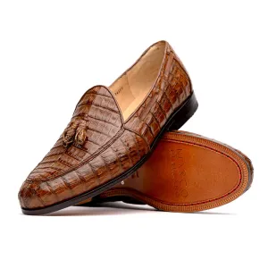 Marco Di Milano Bianchi in Bay Apache Caiman Crocodile Tassel Loafers
