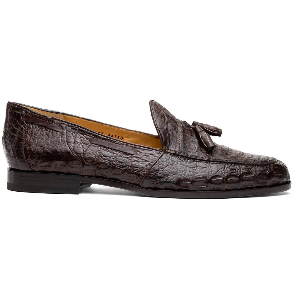 Marco Di Milano Bianchi in Brown Caiman Crocodile Tassel Loafers