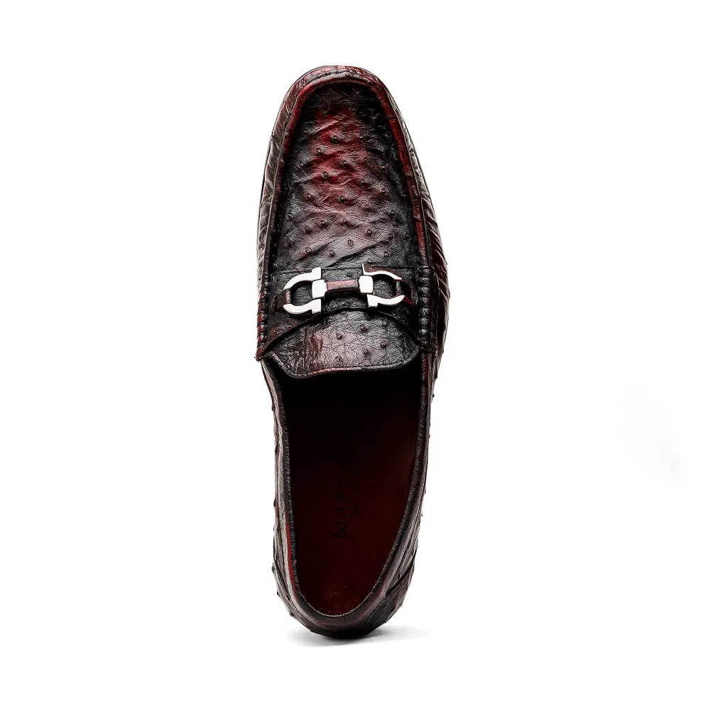Marco Di Milano Ferrioni in Black Cherry Ostrich Bit Loafers