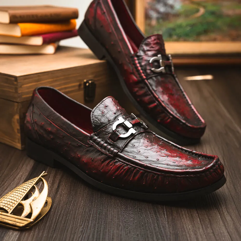 Marco Di Milano Ferrioni in Black Cherry Ostrich Bit Loafers
