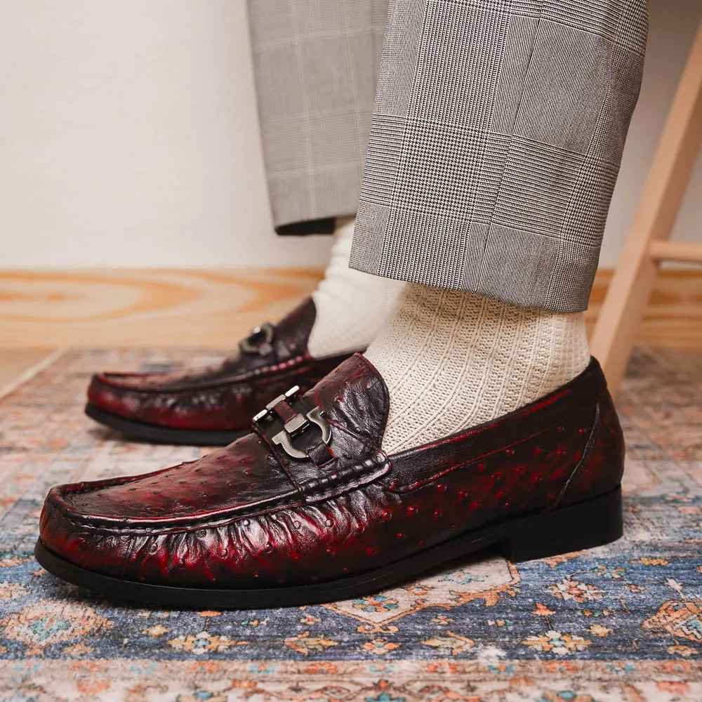 Marco Di Milano Ferrioni in Black Cherry Ostrich Bit Loafers