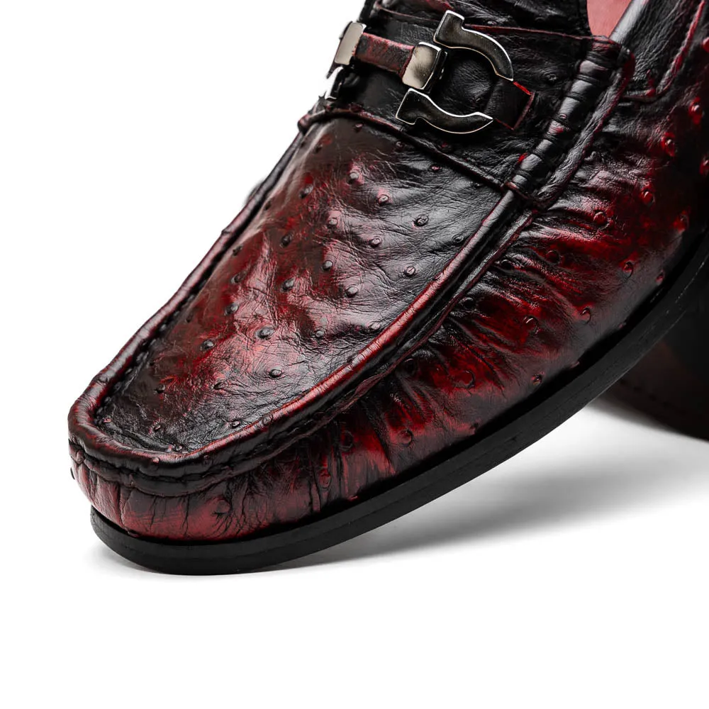 Marco Di Milano Ferrioni in Black Cherry Ostrich Bit Loafers