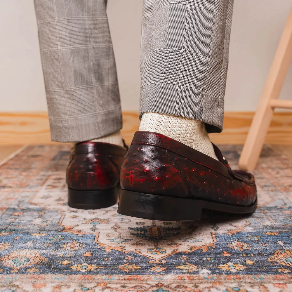 Marco Di Milano Ferrioni in Black Cherry Ostrich Bit Loafers
